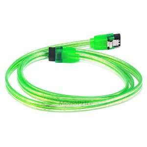  SATA2 Cables w/Locking Latch / UV GREEN   36 Inches 