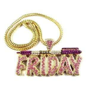  NICKI MINAJ BARBIE Pink Friday Pendant Chain Gold Purple Jewelry