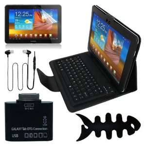  Clear Screen Protector + Black Leather Case With Bluetooth Keyboard 