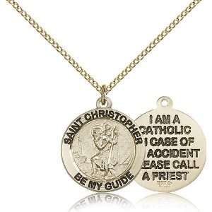  Gold Filled St. Saint Christopher Medal Pendant 3/4 x 3/4 