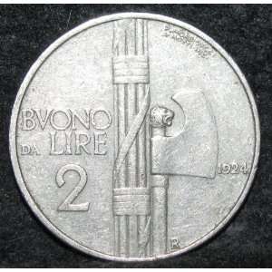  1924R 2 lire coin 