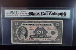 1935 Canada French $20 Twenty Dollar Bill BC 10 Vg 10  