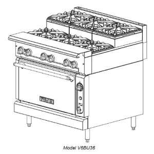  Vulcan Hart 36 Gas Range W/ 6 Step Up Burners And Cabinet 
