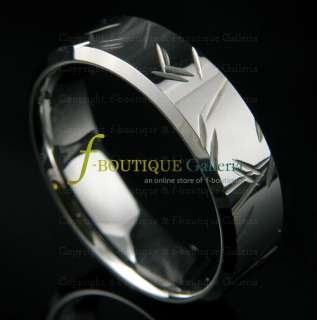 Zen SOLID TUNGSTEN CARBIDE Grooved Wedding Ring Band  