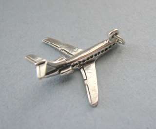 925 Silver 3D Solid Boeing 727 Jet Airplane Pendant  