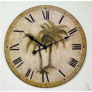   Palm Tree Wall Clock Antique Style Roman Numeral