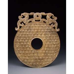 Jade Bi Disk with pattern from Spring & Autumn Period, Chinese Antique 