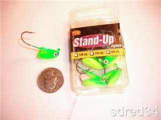 STAND UP JIGHEADS > 8 PACK >> 3/8 oz. chartreuse/green  