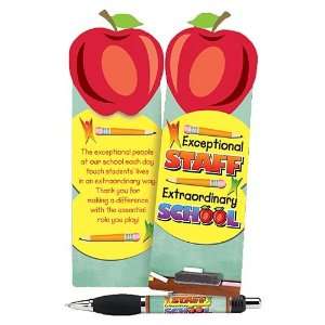   Extraordinary SCHOOL Die Cut Apple Bookmark With Pen: Office Products