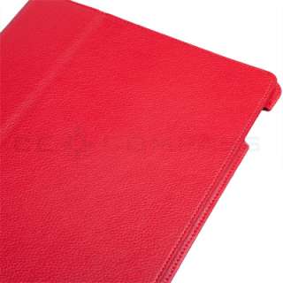 Red Leather Light Carry Smart Cover Case for Apple iPad 2  