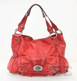 Makowsky Distressed Red Leather Handbag  