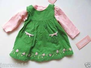 Gymboree Baby Girls Pretty Pea Jumper Dress & Bodysuit, NWT, 0 3 M or 