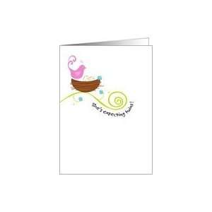  Bird with Nest and Two Eggs   Baby Shower Invitation Card 