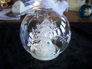   Lighted Crystal Christmas Tree in Glass Ball  Table Ornament Display
