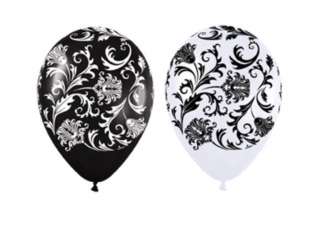 BLACK or WHITE Damask Latex Wedding Birthday Balloons  