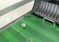 This Boccerball Table Game includes 36 steel marbles and two soccer 