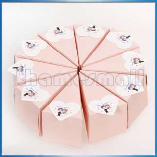   Pink Cake Slice Boxes Baby Shower Centerpiece w/ Shiny Flowers  