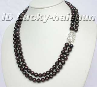 Genuine 21 2row 10mm round black pearl necklace  