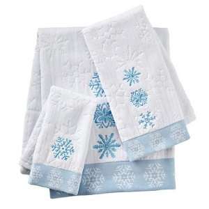  Holiday Snowflake Embroidered Bath Towel, in White/Blue 