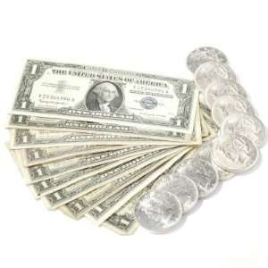  10 Peace Dollars & 10 $1 Silver Certificates in 