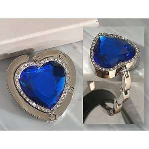   Heart Shape Blue Crystal Handbag Holder