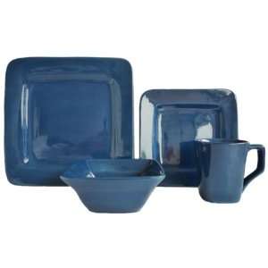   Handpainted Square Dinnerware Set, Blue 