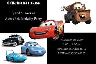 Set of 2 Disney Cars Birthday Invitations  