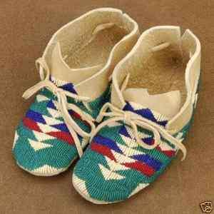 Cherokee Indian Beaded Leather Moccasins by Osalita  