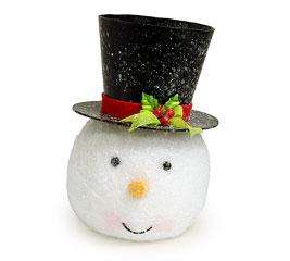 SNOWMAN HEAD SHAPED TREE TOPPER / PLANTER Lets Be Jolly Collection 
