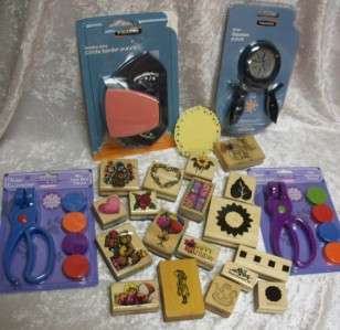 Lot of 22 Paper Punch,Embosser and Rubber Stamp(Doll,Flowers,Heart 