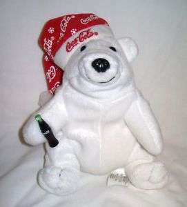 Coca Cola Plush White Polar Bear Holding a Coke 1998 Stuffed Animal 7 