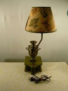 Unusual Antique COFFEE URN LAMP Rustic Green Wood Drawer/Base  