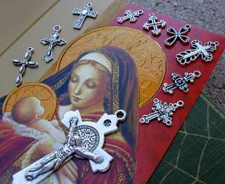 10 LOT Cross Crucifix Catholic Celtic Pendant Silver Charm Rosary 