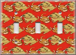 Triple Switch Plate Cover   Cats & Dogs Red  