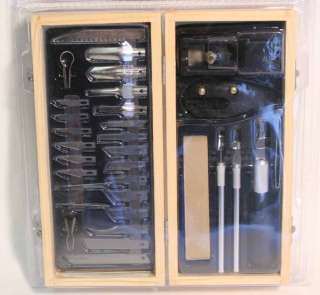 New 35 Piece Hobby Knife Craft Kit Tool Set w Wood Box  