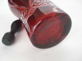 VINTAGE RUBY RED REAL CRYSTAL WATER BOTTLE w/STOPPER  