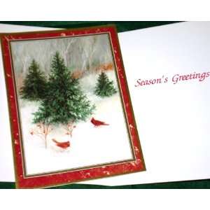Holiday (Christmas) Greeting Cards Winter Snow Scene with Pine Trees 