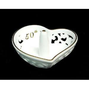  Anniversary Porcelain Heart Shaped Ring Holder #45657