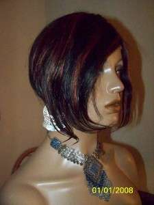Front Lace Human Indian Hair Remi Remy Wig Short Cut Style Black Red 