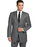   for Calvin Klein Medium Grey Stripe Peak Lapel Two Button Wool Suit
