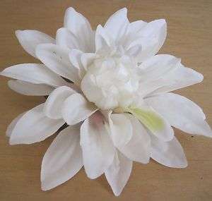 White Dahlia Silk Flower Brooch Pin Wedding, Prom, Dance, Luau 