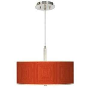  Crackled Square Coral Giclee Pendant Chandelier