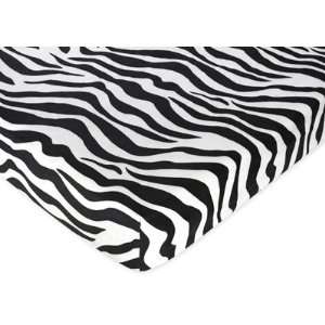   Funky Zebra Collection Fitted Crib Sheet   Zebra Print Cotton Baby