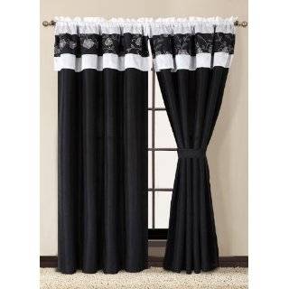 Ava Black and White Curtain Set w/ Tassels / Sheers