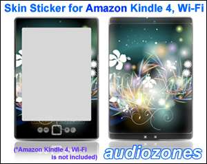   Sticker Art Decal Flower Glow Design for  Kindle 4 Wi Fi Reader