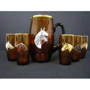  Kentucky Derby Pitcher and Glasses Set: Kitchen & Dining