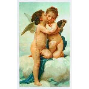 First Kiss, The by Adolphe William Bouguereau. Size 23.75 X 39.50 Art 