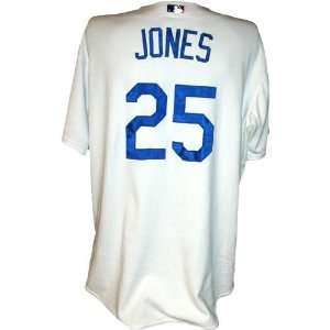 Andruw Jones #25 Dodgers 2008 Game Used Home Jersey w/50th Anniversary 