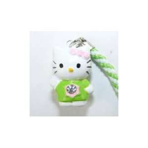 Green Diamond Hello Kitty Bell Straps, Charms or Keychains, a Set of 2 