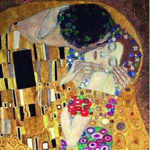 Gustav Klimt 35W by 35H  The Kiss (Detail) CANVAS Edge #3 3/4 